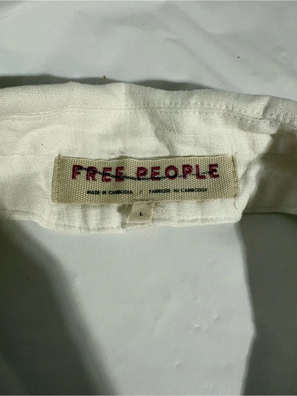 Free People Cream Sleeveless Button-Front Vest with Pointed Hem